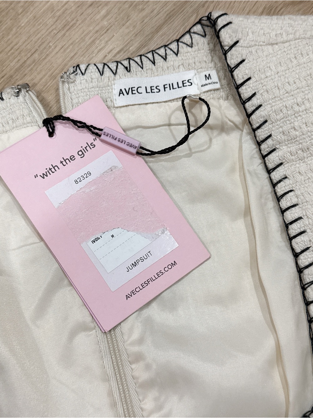 Avec Les Filles Cream Square-Neck Cutout Mini Dress - Picture 7 of 7
